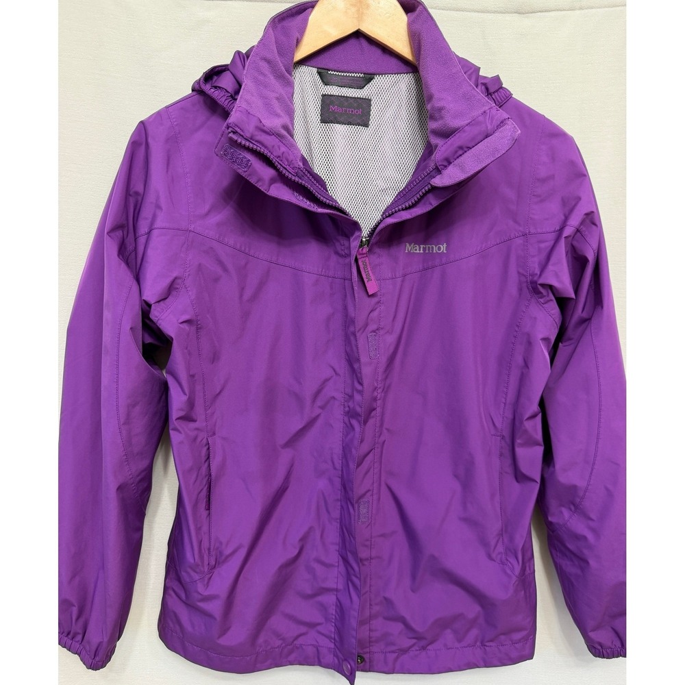 Marmot Girls Large Purple Hooded Rain Jacket J45960 Waterproof Outdoor - Picture 2 of 10